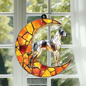 Moon Dogs Suncatcher, Great Dane Suncatcher Hanging Window, Dog Suncatcher Memorial, Dog Sun Catcher, Dog Lover Window Hanging