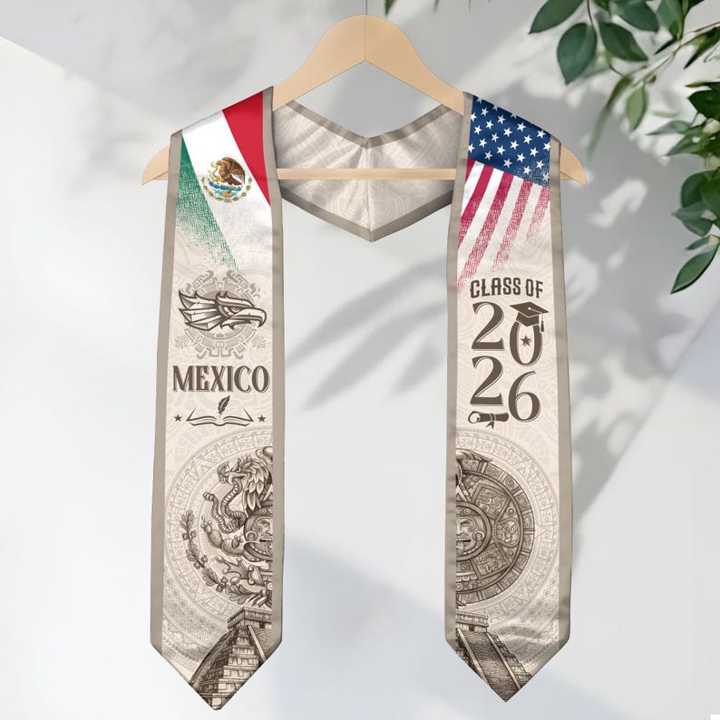 Mexican Graduation Sash, Mexican Flag Grad Sash 2026, Mexican Aztec ...