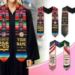 Mexican American Flag Graduation Sash 2025, Custom Mexican Graduation Sash, Mexican Stole, Mexico Graduation Stole 2025, Graduation Gifts