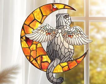 Scottish Fold Cat Memorial Suncatcher, Suncatcher Hanging Window, Cat Suncatcher, Cat Lovers Gift For Window Hanging, Loss Pet Sympathy Gift