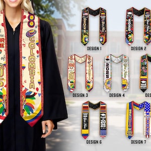 Custom Colombian American Flag Graduation Sash 2025, Colombian Graduation Sash, Colombia Stole, Colombia Graduation Stoles, Graduation Gifts