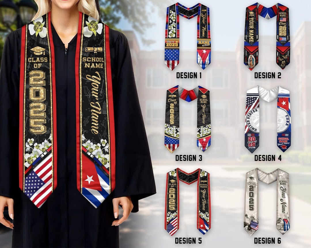 Cuban Graduation Custom Cubans American Flag Graduation Sash 2025, Cubans Graduation ...