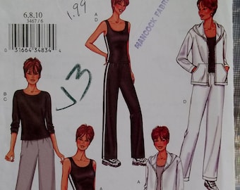 Misses' Active Wear Butterick 3467 Fast & Easy Sewing Pattern, Zippered Jacket, Sleeveless Top, Straight Skirt, Pants Size 6 - 10 UNCUT