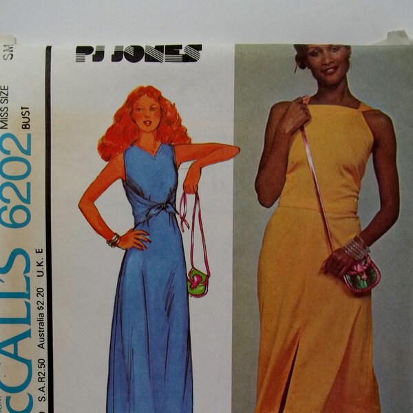Disco Dress, Pants and Bag McCall's 6202 Retro 70's Sewing Patter, V-Neckline, Wrap Bodice, Stretch Knits Only Size 10 - 12 UNCUT Destash