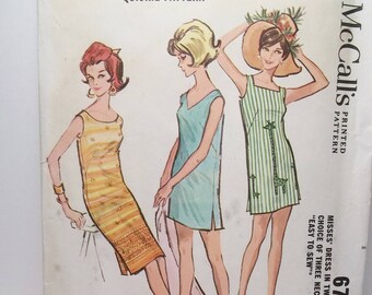 Plus Size Slim Dress Vintage Simplicity 6740 Sewing Pattern Sheath Dress w/ 3 Neckline Options Sleeveless Pullover Size 18 -20 CUT/COMPLETE