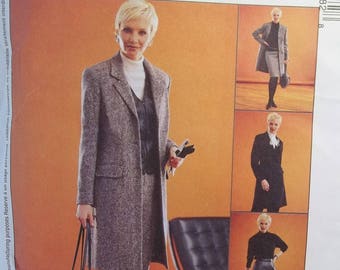 Misses' High Fashion Lined Jacket & Wardrobe McCall's 3328 Sewing Pattern Lined Vest, Straight Leg Pants, Back Slit Skirt Size 12 - 16 UNCUT