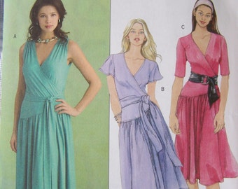 Mock Full Figure Wrap Dress Butterick B5027 Sewing Pattern, Belted Dress, Bridesmaid Dress, Easy to Sew, Plus Size 16 - 22 UNCUT