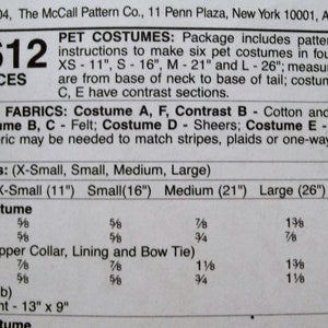 Seasonal Dog Costumes Mccall's M4612 Craft Sewing Pattern - Etsy
