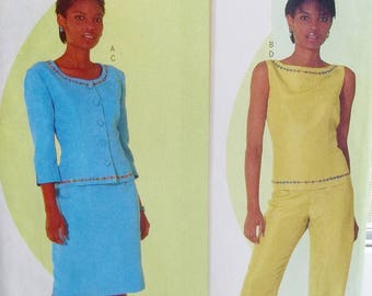 Plus Size Separates Butterick 6936 Sewing Pattern, Straight Skirt, Tapered Pants, Raglan or Sleeveless Top, Full Figure Size 14 - 18 UNCUT