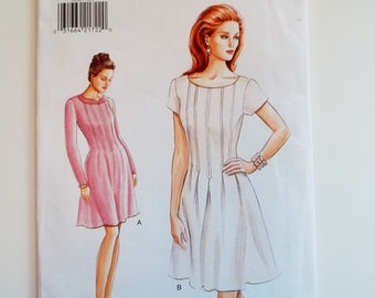 Misses' Easy A-line Dress Very Easy Vogue 9262 Sewing Pattern Fitted Dress w/ Front & Back Tucks Easy to Sew Size 12 - 16 CUT / COMPLETE