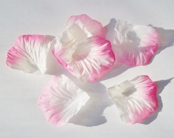 Silk Flower Petal Confetti Bright Pink Edge 500 Pieces, Aisle Runner Rose Petals, Flower Girl Petals, Rose Wedding Toss, Shower Table Decor