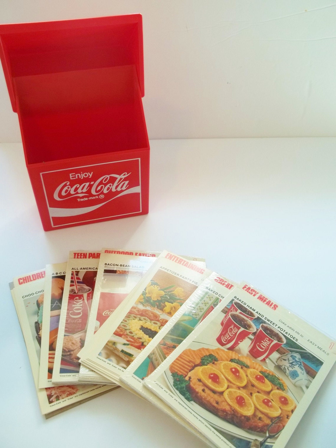Coca Cola Recipe Box with Recipes 6 Sets of Recipe Cards 4 Etsy