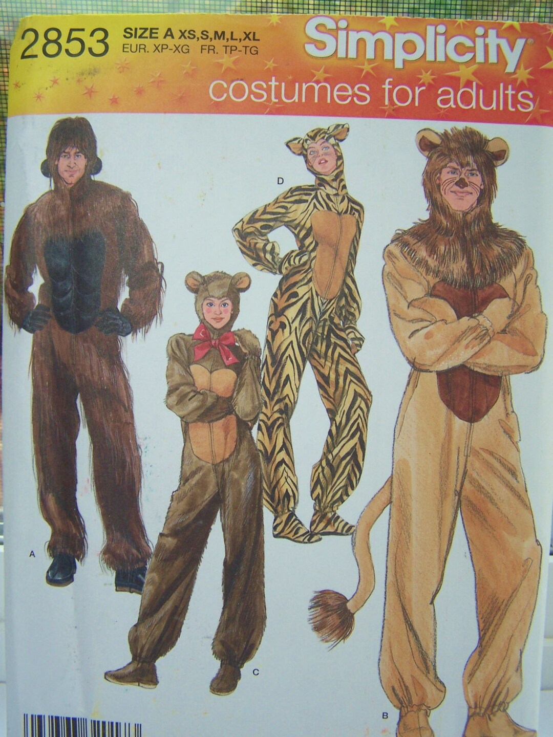 Adult Animal Costume Sewing Pattern Simplicity 2853 Lion Etsy