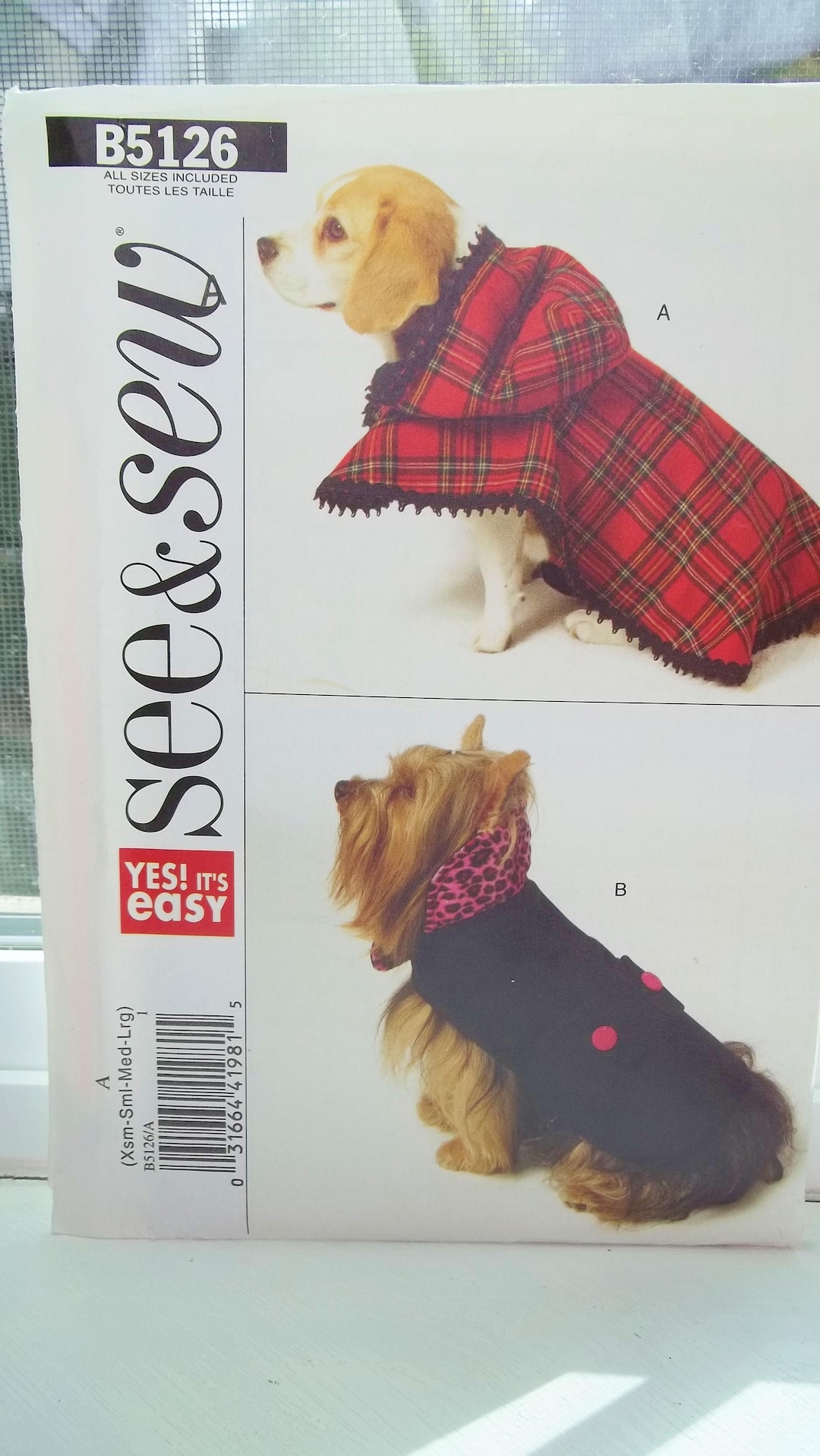 Hooded Dog Coat Sewing Pattern Butterick B5126 Dog - Etsy
