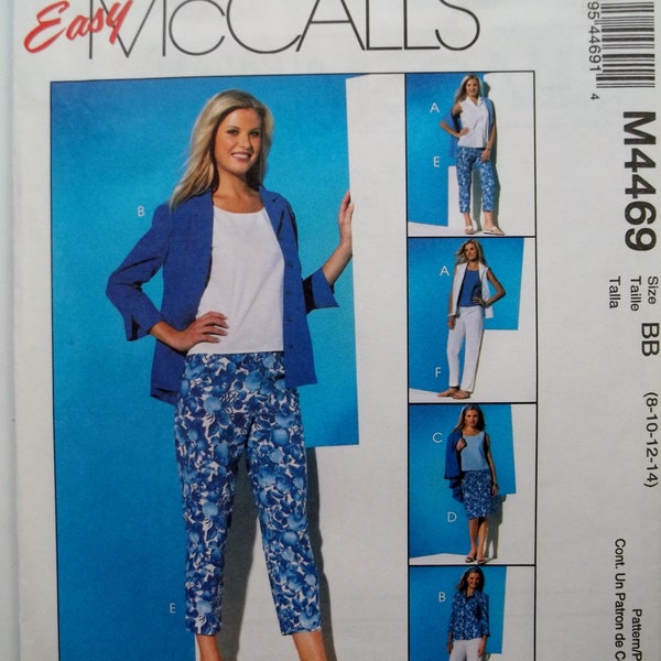 Misses' Easy Casual Separates McCall's M4469 Sewing Pattern, Crop  or Straight Leg Pants, Skirt, Pullover or Collared Shirt Size 8- 14 UNCUT