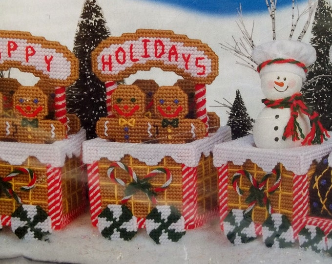 Mary Maxim Retired gingerbread Express Christmas Plastic Canvas Kit