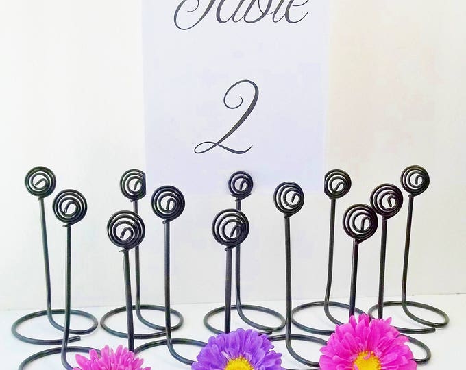 Black Wedding Table Number Holder Set of 12 Elegant Spiral Etsy