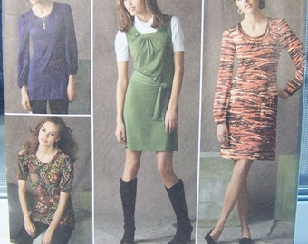 Plus Size Knit Mini Dress Simplicity 2850 Sewing Pattern, Long Sleeve Dress, Boho Top, Hat, High Fashion Plus Size 10 - 18 UNCUT