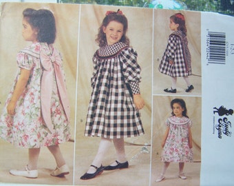 Flower Girl or Party Dress with Bow Detail Butterick 4215 Girl's Sewing Pattern, Special Occasion Holiday Dress Girl's Size 4 - 6 UNCUT