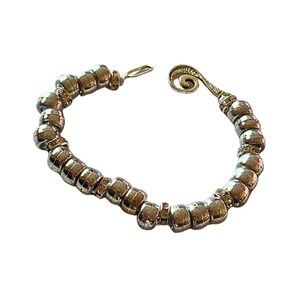 Silver beaded bracelet, handmade metal bracelet, vintage style bracelet, rustic silver jewelry, chunky bead bracelet, boho silver bracelet