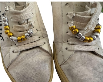 Beaded Shoe Charms: Gold & Silver Sneaker Accessory