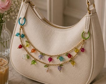 Floral Beaded Bag Charm: Handmade Cottagecore Accessory