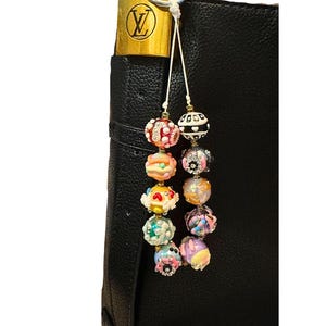 Handmade Rainbow Beaded Keychain Charm: Colorful Bag Accessory