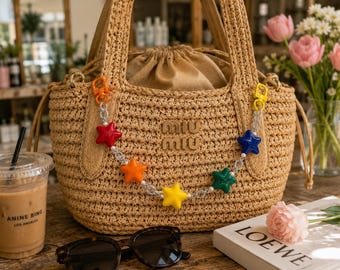 Colorful Star Bag Charm, Rainbow Purse Charm, Beaded Bag Accessory, Y2K Bag Charm, Colorful Keychain, Handmade Purse Charm