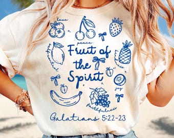 Fruit of the Spirit Bible Verse PNG, Christian Faith Digital Download, Galatians 5:22-23 Art