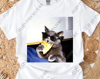 Funny Black Cat Eat Pizza png, Foodie Digital Gift, Cat Eating Pizza png, Cat png, Funny Cat png, Gift For Cat Lover
