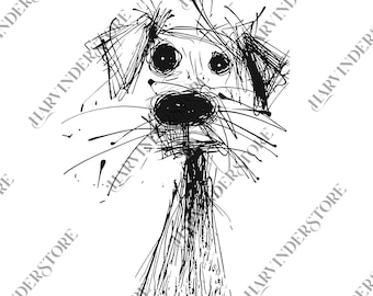 Dog Sketch PNG, Hand Drawn Doodle Dog Face File, Sublimation Perfect for Versatile Casual Wear and Celebratory Occasions Instant