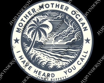 Madre Oceano J.B. png, Unisex Spiaggia png, Uomo Donna Digitale, png Regalo per i fan di Buffett