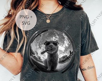 Funny Cigar Cat Fisheye Graphic png, Funny Cat Gang Graphic Digital File, Funny png, Meme png, Unisex Meme Gift For Her and Him