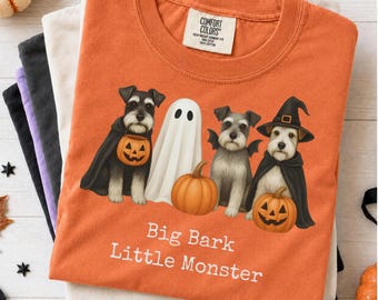 Big Bark Little Monster Dog Halloween PNG, Schnauzer Costume Digital Download