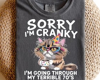 Sorry Cranky Terrible 70s Cat PNG, Humorous Sarcastic Digital Download