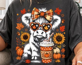 Highland Cow Fall PNG, Autumn Coffee Lover Digital Download, Instant Download