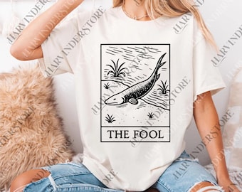 The Fool Tarot Card png,Evolution Meme, Funny Tarot Lover Gift, Vintage Major Arcana png, Prehistoric Fish Walking Digital
