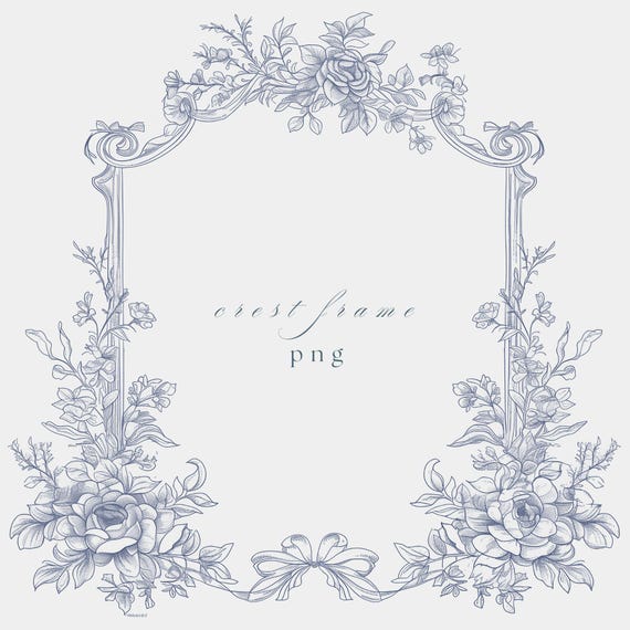 Floral Wedding Crest Frame | Elegant Invitation PNG (Digital Download)