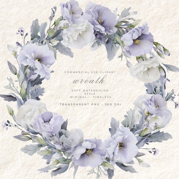 Garden Lisianthus Wreath PNG Clipart, Floral Transparent Background Digital Art, Easter Card Design Commercial Use, Instant Download
