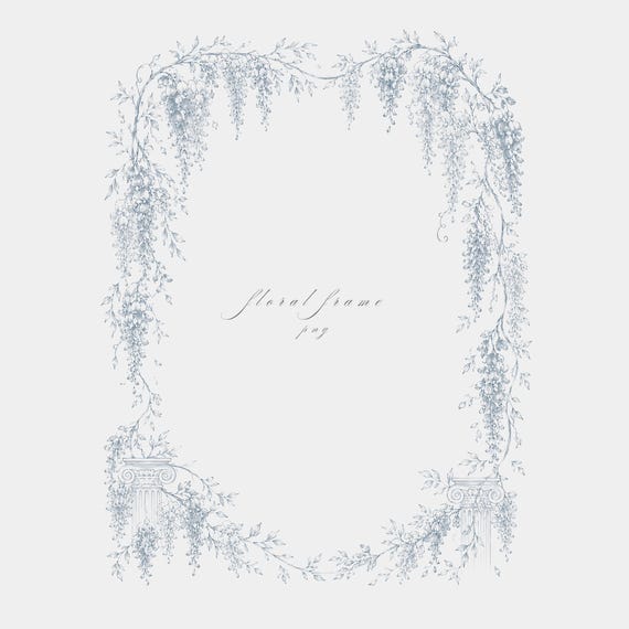 Lily of the Valley Frame PNG | Fine Line Pencil Clipart | Wedding Stationery | Transparent | 300 DPI