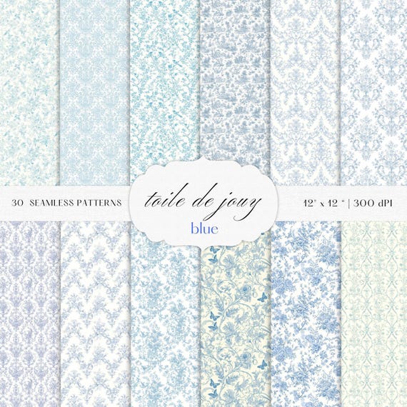 Toile De Jouy Seamless Patterns Mega Pack - 30 High Res PNGs for Invitations & Scrapbooking
