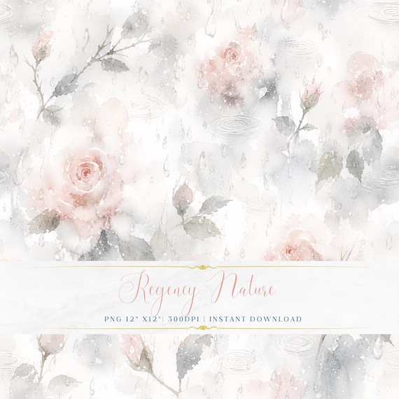 Soft Regency Botanical PNG Elegant Watercolor Seamless Floral Wallpaper Digital Paper