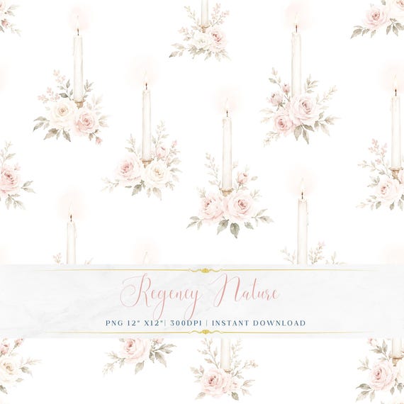 Elegant Vintage Floral PNG Seamless Pastel Watercolor Digital Paper Fabric Pattern Printable