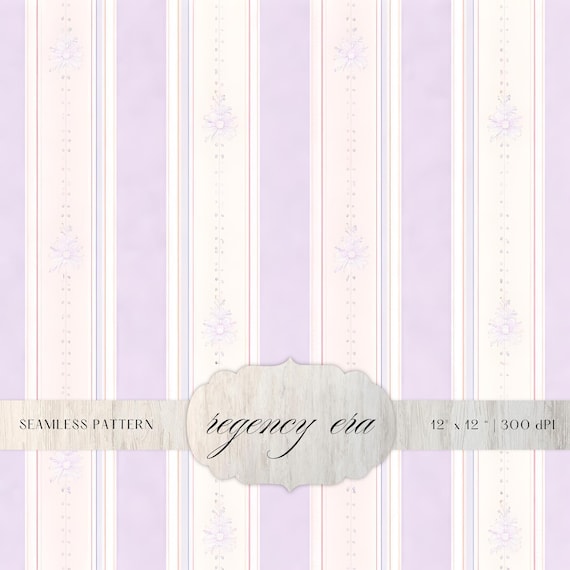 Purple Regency Stripe Seamless Pattern,  Digital Paper, Elegant Vintage Background, Romantic Textile Design, Classic Repeat Print