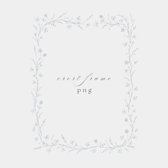 Clover Grass Border Frame PNG | Fine Line Pencil Clipart | Wedding | Transparent | 300 DPI