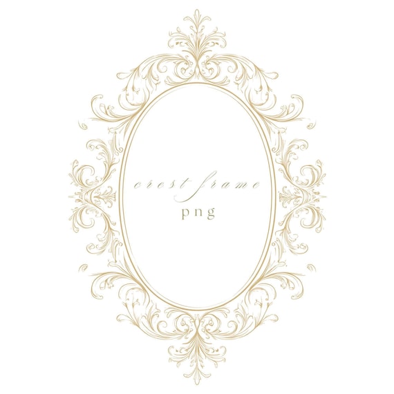 Gold Wedding Crest PNG, Luxury Oval Border Frame Clipart, Elegant Fine Line Design for Invitations, Logos and Branding Use