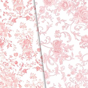 Pink Toile De Jouy Patterns – Baroque Style, 8 High-Res JPEGs (Digital Download) image 4