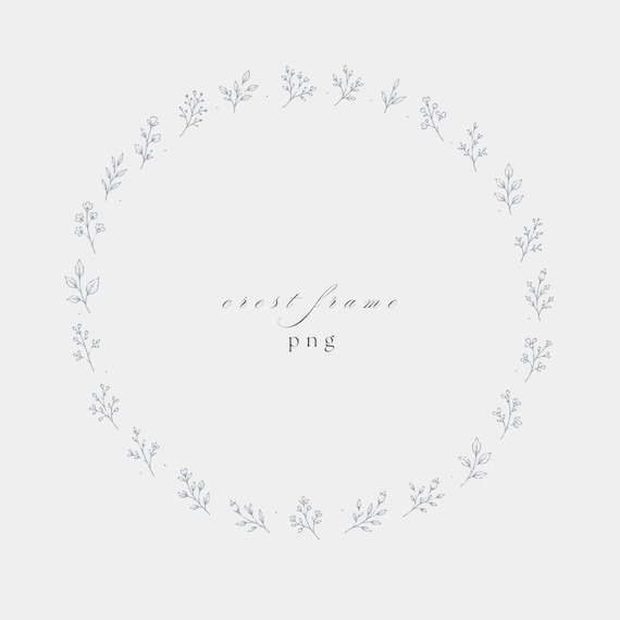 Botanical Sprigs Frame PNG | Fine Line Pencil Clipart | Wedding Stationery | Transparent | 300 DPI