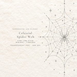 Celestial Spider Web PNG, Mystical Cobweb Fine Line Art Digital Download, Gothic Halloween Clipart, Witchy Wall Art Printable File