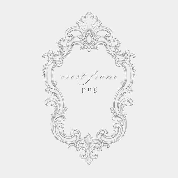 Fine Line Baroque Frame Clipart PNG | Wedding Stationery | High Resolution | Transparent PNG